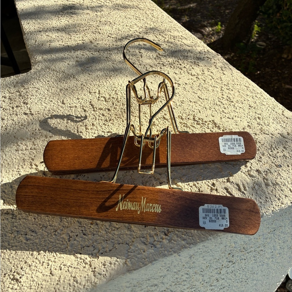 Neiman Marcus Clamp Wooden Hangers NWT